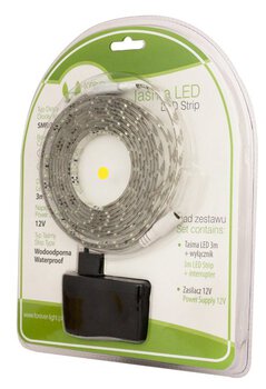 Zestaw wodoodporna taśma LED 3528 zimna + włącznik + zasilacz