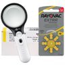 96 x baterie do aparatów słuchowych Rayovac Extra Advanced 10 MF + lupa z podświetleniem LED Goobay 41255