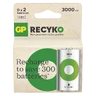 2 x D/R20 Ni-MH GP ReCyko 3000mAh rechargeable batteries
