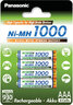 4 x Panasonic R03 AAA Ni-MH 1000mAh rechargeable batteries (blister)