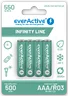 4 x everActive R03/AAA Ni-MH 550 mAh rechargeable batteries ready to use