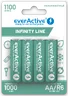 4 x everActive R6/AA Ni-MH 1100 mAh rechargeable batteries ready to use