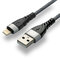 Cable braided USB - Lightning / iPhone everActive CBB-1IG 100cm with support for fast charging up to 2.4A gray