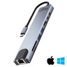 8in1 Media-Tech MT5046 Hub USB-C Adapter to USB 3.0 + USB 2.0 + HDMI + USB-C + USB-C PD + microSD, SD + RJ45