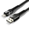 Cable braided cable USB - Lightning RGB LED everActive CBB-1IBR 100cm with support for fast charging up to 2.4A black