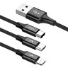 3in1 USB to USB-C, Lightning, micro USB 120cm Baseus CAMLT-SU01 to 3A cable