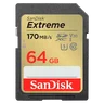SanDisk 64GB Extreme 170/80MB/s UHS-I U3 V30 SD Memory Card (SDXC)