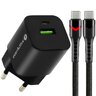 everActive GaN SC-390QB wall charger with USB QC3.0 and USB-C PD PPS 30W socket + USB-C PD CBB-1PDR LED cable 1m