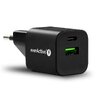 everActive GaN SC-390QB wall charger with USB QC3.0 and USB-C PD PPS 30W socket + USB-C PD CBB-1PDR LED cable 1m