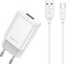 JELLICO 2.4A 12W Wall Charger 1x USB + USB-C Cable