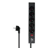 Tira protectora DPM con interruptor automático - 5 enchufes 1,5M negro