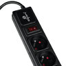 Tira protectora DPM con interruptor automático - 5 enchufes 5M negro
