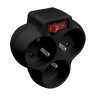 3-socket splitter with grounding and switch DPM black