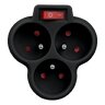3-socket splitter with grounding and switch DPM black