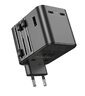 JELLICO S9 PD Universal Travel Adapter 2xUSB-C + 1xUSB 3.4A Max 2500W Black