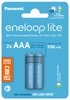 2 x Rechargeable Batteries Panasonic Eneloop Lite NEW R03 AAA 550mAh BK-4LCCE/2BE (blister)