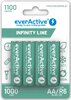 4 x everActive R6/AA Ni-MH 1100 mAh rechargeable batteries ready to use