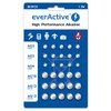 set of 30 mini everActive alkaline batteries 10 x G3 / LR41, 5 x G4 / LR626, 5 x G10 / LR1130, 10 x G13 / LR1154